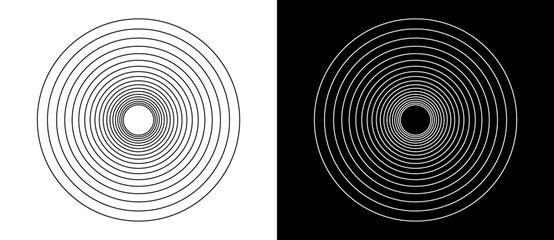 Poster - Modern abstract background. Halftone dots in circle form. Spiral logo, icon or design element. Black dots on a white background and white dots on the black side.