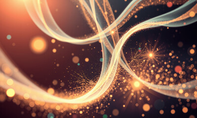 Poster - mesmerizing abstract background featuring flowing light trails and sparkling particles, creating sense of motion and energy. warm colors evoke feeling of warmth and creativity