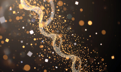 Poster - mesmerizing display of swirling golden particles and shimmering squares creates captivating visual effect, evoking sense of wonder and magic