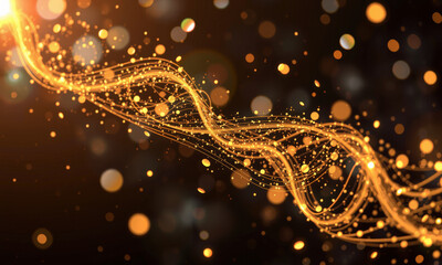 Poster - mesmerizing display of golden light trails and shimmering particles creates captivating visual effect, evoking sense of wonder and magic