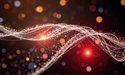 Poster - vibrant abstract background featuring flowing lines and glowing particles, creating sense of movement and energy. warm colors evoke feeling of excitement and wonder