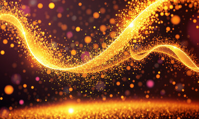 Poster - vibrant display of golden particles and shimmering lights creates magical atmosphere, evoking feelings of wonder and excitement. swirling patterns and glowing orbs enhance visual appeal