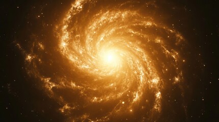 Wall Mural - A vibrant spiral galaxy emitting brilliant golden light amidst a backdrop of stars, showcasing the beauty of the universe.