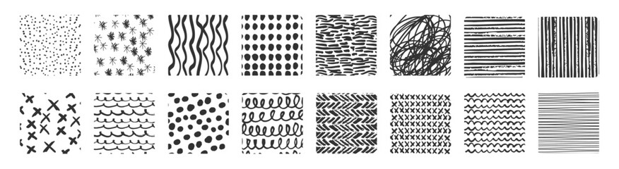 Abstract graphic elements in doodle trendy style isolated on transparent. Trendy vector graphic elements for  poster, banner, label, fabric, wallpaper