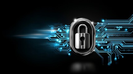 Poster - in the digital world, a padlock's digital illustration serves as a symbol for online protection and 