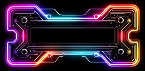 Poster - A colorful, futuristic circuit board pattern serves as the focal point of a digital abstract background, complete with radiant lights