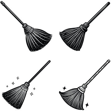 Broom Vector Silhouetted Bundle Set Collection