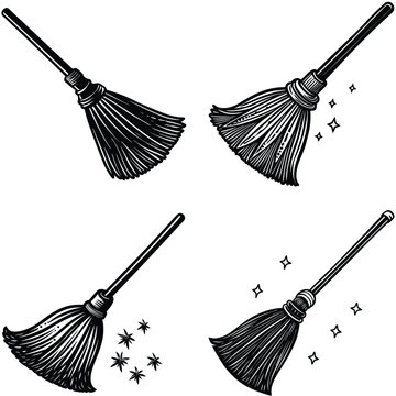 Broom Vector Silhouetted Bundle Set Collection