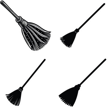 Broom Vector Silhouetted Bundle Set Collection