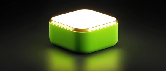 Wall Mural - illuminated green cube