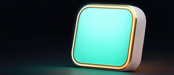 Wall Mural - illuminated teal square sign