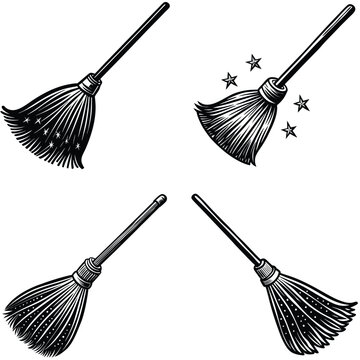 Broom Vector Silhouetted Bundle Set Collection
