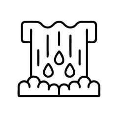 Poster - Outline waterfall vector illustration, flowing water, nature landscape, river stream design element, icon