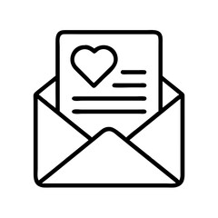 Poster - Open envelope with heart love letter vector icon for valentine's day greeting card and romantic message design