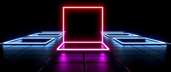 Aufkleber - High tech designs featuring neon squares and lines are prominent