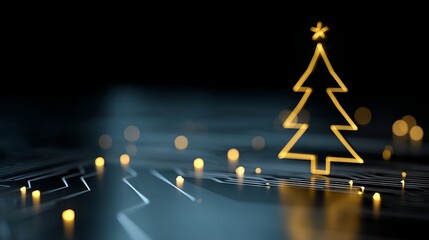 Poster - Merry Christmas greeting cards and posters now incorporate beautiful digital technology styles, including a Christmas tree with intricate computer-generated details