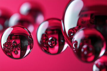 Wall Mural - Abstract pink bubbles background