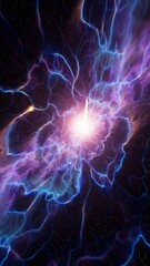 Wall Mural - a cosmic explosion of purple and blue energy in space, viewed from a top-down angle, ideal for a sci