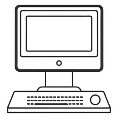 Aufkleber - Desktop Computer Line Art Drawing for Coloring Book Page