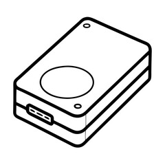 Poster - External Hard Drive Line Art Drawing for Coloring Book Page