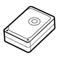Poster - External Hard Drive Line Art Drawing for Coloring Book Page