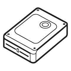 Poster - External Hard Drive Line Art Drawing for Coloring Book Page