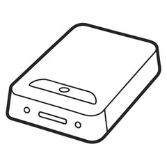 Poster - External Hard Drive Line Art Drawing for Coloring Book Page