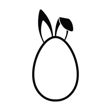 Happy Easter Vector Creative Greeting Card or Banner Frame Template. Easter Egg with Bunny Ears in Silhouette style Creative and Cute Easter and Spring Isolated Banner or Card Design Template.