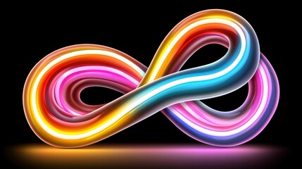 Poster - Luminous Multicolored Infinity Symbol Abstract 3D Neon Design