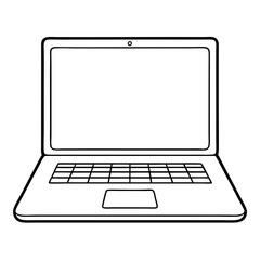 Poster - Laptop Outline Line Art Drawing for Coloring Book Page