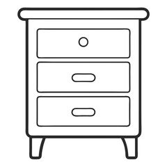 Aufkleber - Nightstand Line Art Drawing for Coloring Book Pages
