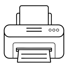 Poster - Printer Coloring Book Page – Line Art Outline Drawing for Technology and Office Equipment Illustration