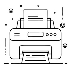 Aufkleber - Printer Coloring Book Page – Line Art Outline Drawing for Technology and Office Equipment Illustration