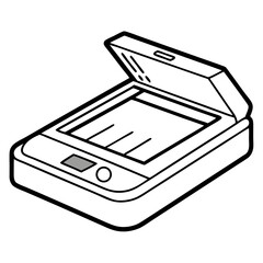 Poster - Scanner Coloring Book Page – Line Art Outline Drawing for Technology and Office Equipment Illustration
