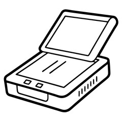 Aufkleber - Scanner Coloring Book Page – Line Art Outline Drawing for Technology and Office Equipment Illustration