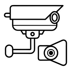 Aufkleber - Security Camera System Coloring Book Page – Line Art Outline Drawing for Technology and Safety Illustration