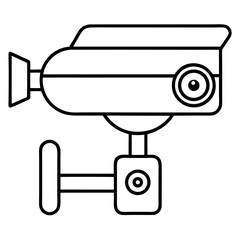 Aufkleber - Security Camera System Coloring Book Page – Line Art Outline Drawing for Technology and Safety Illustration