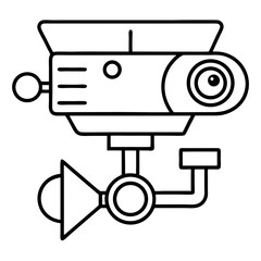 Aufkleber - Security Camera System Coloring Book Page – Line Art Outline Drawing for Technology and Safety Illustration