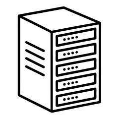 Aufkleber - Server Rack Computer Coloring Book Page – Line Art Outline Drawing for Technology and Electronics Illustration