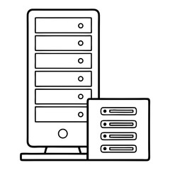 Aufkleber - Server Rack Computer Coloring Book Page – Line Art Outline Drawing for Technology and Electronics Illustration