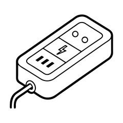 Aufkleber - Surge Protector Coloring Book Page – Line Art Outline Drawing for Electronics and Home Appliance Illustration
