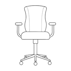 Aufkleber - Task Chair Coloring Book Page – Line Art Outline Drawing for Furniture and Office Illustration