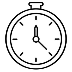 Aufkleber - Time Clock Coloring Book Page – Line Art Outline Drawing for Time and Technology Illustration