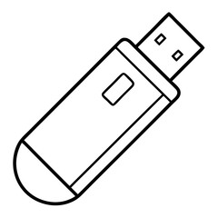 Aufkleber - USB Flash Drive Coloring Book Page – Line Art Outline Drawing for Technology and Electronics Illustration