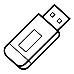 Aufkleber - USB Flash Drive Coloring Book Page – Line Art Outline Drawing for Technology and Electronics Illustration