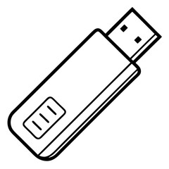 Aufkleber - USB Flash Drive Coloring Book Page – Line Art Outline Drawing for Technology and Electronics Illustration