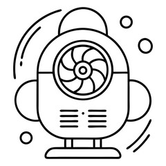 Aufkleber - Ventilator Coloring Book Page – Line Art Outline Drawing for Home Appliance and Technology Illustration