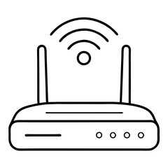 Aufkleber - Wi-Fi Router Coloring Book Page – Line Art Outline Drawing for Technology and Electronics Illustration