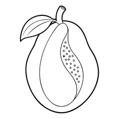 Aufkleber - Papaya Fruit Coloring Book Page – Line Art Outline Drawing for Botanical and Educational Illustration