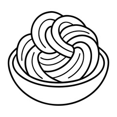 Aufkleber - Pasta Coloring Book Page – Line Art Outline Drawing of Noodles and Shapes for Food Illustration